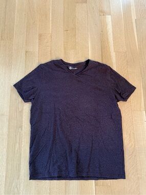 Men's V-Neck Short Sleeve Shirt - Dark Plum